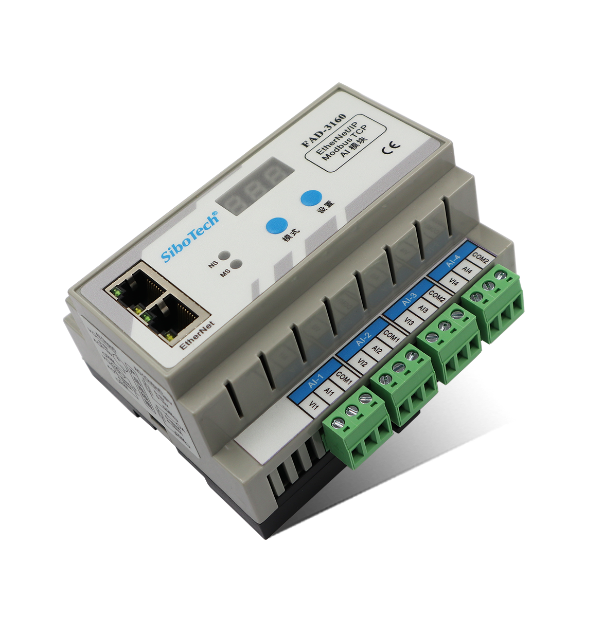 Modbus TCP從站或EtherNet/IP從站轉(zhuǎn)6通道輸入模擬量（AI) FAD-3160